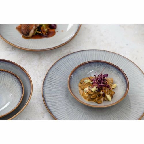 Olympia Drift Grey Embossed Coupe Low Bowls 260mm (Pack of 4) - FU197 - 4