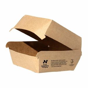 Notpla Clamshell Burger Boxes - Kraft (Pack of 200) - HW512 - 1