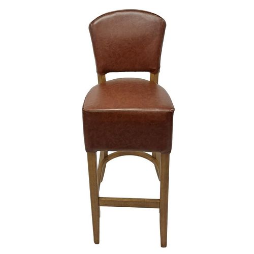 Hanoi Bar Chair In Weathered Oak with Bison Espresso Vinyl Seatpad - HP782 - 3