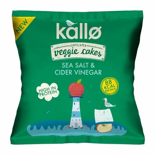 Kallo Sea Salt and Cider Vinegar Veggie Cake Snack Bags 22g (Pack of 12) - KA518 - 1