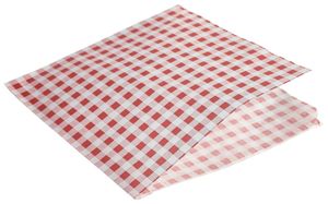 Greaseproof Paper Bags Red Gingham Print 17.5 x 17.5cm - 1