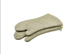 Flame Retardant 17" Tan Oven Mitt (Pair) - 1