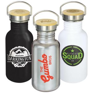 Custom Branded Traveller Canteen Bottle - Bamboo Lid (500ml) * - 1