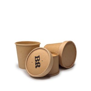Custom Branded Kraft Soup Pot Lid 8oz/12oz (C7147 & C7148) - 1