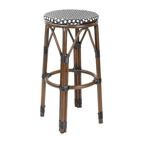 Bolero Parisian Style PE Rattan Bar Stools Black Dot Mix (2 Pack) - HZ146 - 1