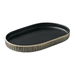 Playground Nara Black & White Oval Plates 180x110mm (6 Pack) - JE538 - 1