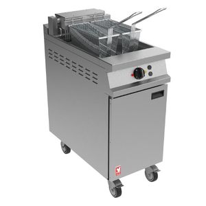 Falcon Dominator Plus E3840FX Single Pan Twin Basket Electric Filtration Angel Fryer on Castors - JB711 - 1