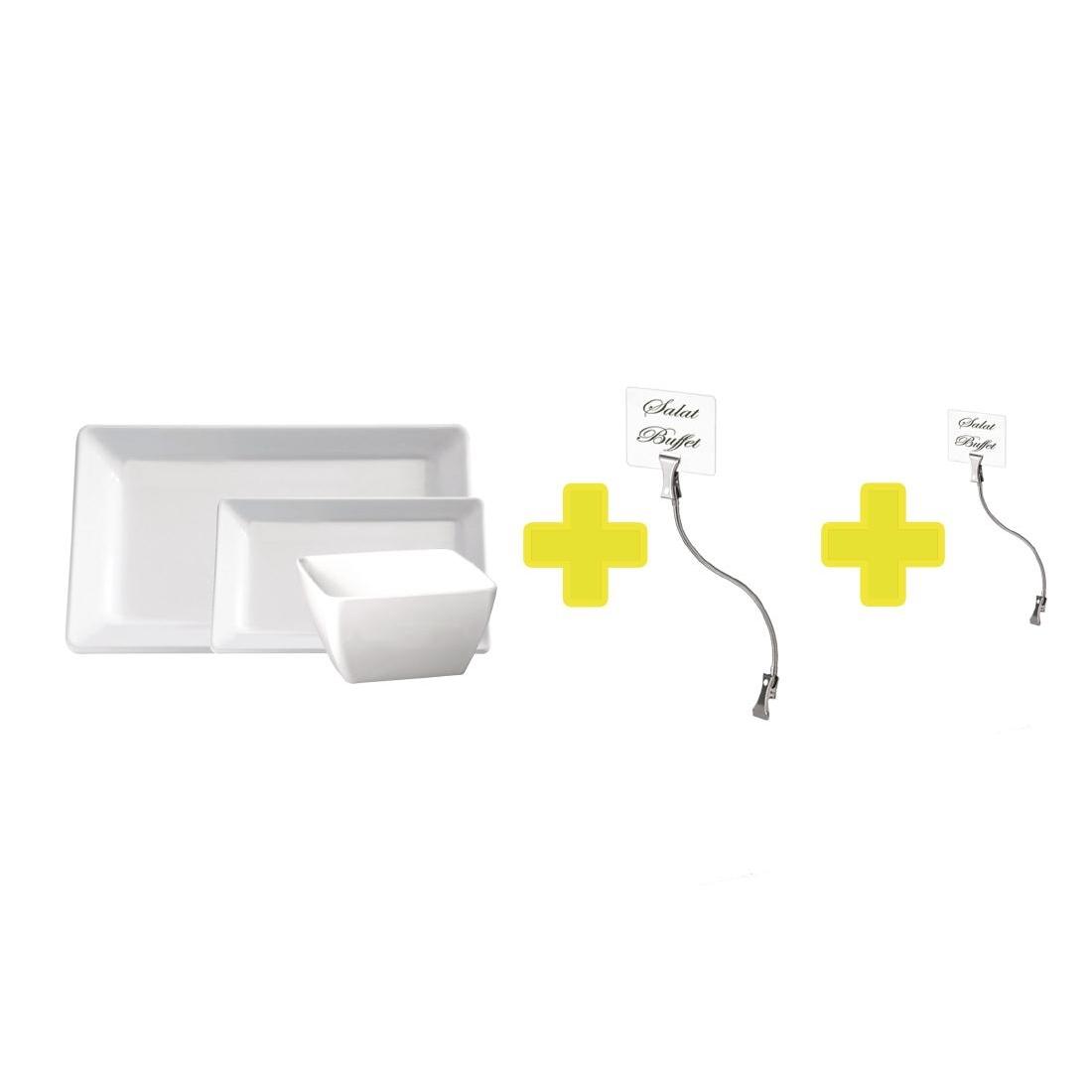 Special Offer APS White Melamine Tray and Bowl Set with Signs and Holders - Each - S958 - 1