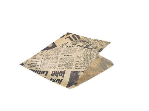 Greaseproof Paper Bags Brown Newspaper Print 17.5 x 17.5cm - PN0829PBG - 1
