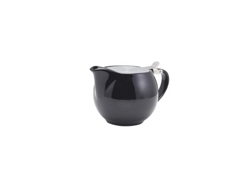 GenWare Porcelain Black Teapot with St/ St Lid & Infuser 50cl/ 17.6oz (Pack of 6) - 395950BK - 1