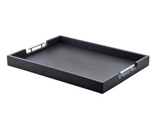 GenWare Solid Black Butlers Tray with Metal Handles 65 x 49cm - BTM6549BK - 1