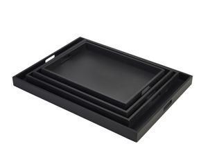 Solid Black Butlers Tray 53.5 x 42.5 x 4.5cm - BT5342BK - 3