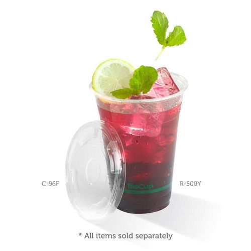 BioPak Clear PLA Lids To Fit 300-700ml BioCups | Half Moon-Slot (Pack of 1,000) - C-96F-UK - 7