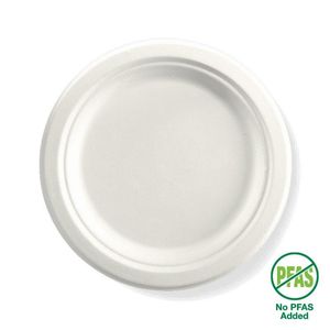 BioPak 9" White Round BioCane Plates (Pack of 500) - B-PL-09-PF-UK - 1