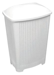 Gilac White Laundry Basket With Lid 42.5x27x64.5cm - 11322-01 - 1