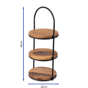Bonzer Walnut Afternoon Tea Stand - Black S/S 22 x 24 x H 55 cm - 13100-08 - 3