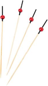 Box Of 200 Bamboo Cocktail Sticks With Red Balls 12cm - 043932 - 1