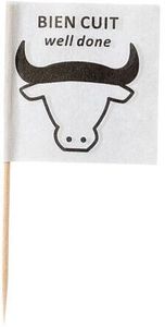 Box Of 100 Steak Markers With Wood Stick - Well Done Paper - 404053 - 1
