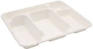 Box Of 200 (4 Packets Of 50) Cane Fibre 5-compartment Meal Trays - 300x245x40 Mm - 707646 - 1
