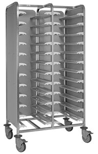 24-shelf Tray Clearing Trolley - Side By Side - Grey Slide Rails - 3 Panels Grey - 784903 - 1