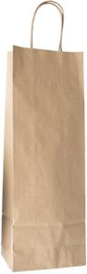 Packet Of 250 Brown Kraft Paper Tote Bags For A Bottle 140x400 Mm With 80 Mm Gussets - 940187 - 1