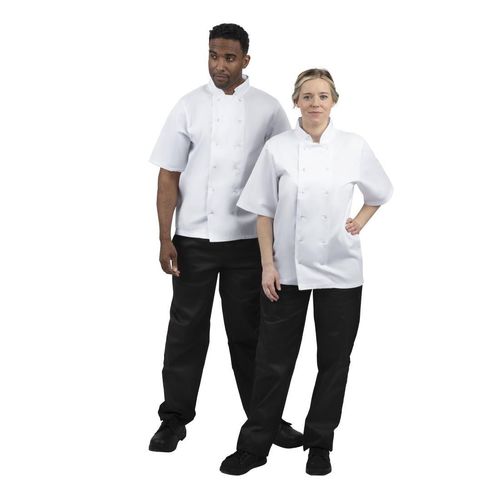 Whites Boston Unisex Chef Jackets Short Sleeve White L (5 Pack) - SA823 - 9