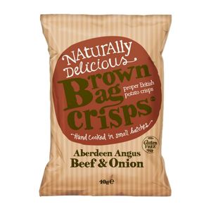 Brown Bag Crisps Aberdeen Angus Beef & Onion 40g (20 Pack) - KA529 - 1