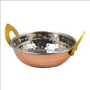 Copper Plated Kadai Dish - Brass Handles - 13Cm - CPK13 - 1
