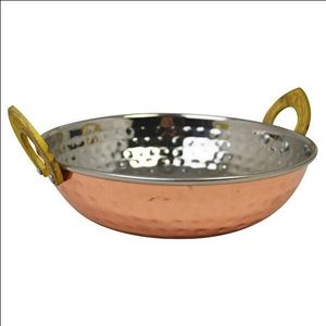 Copper Plated Kadai Dish - Brass Handles - 17Cm - CPK17 - 1