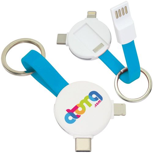 Custom Branded Magnetic Round USB Cable Keyring - 3-in-1 - E0002 - 1