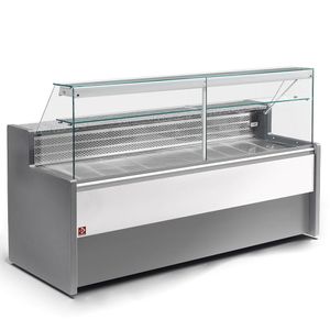 Diamond RO30/E8-R2 Stainless Steel Flat Glass Refrigerated Serveover Display with Understorage, 3000mm - RO30-E8-R2 - 1
