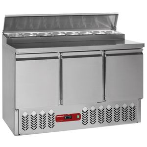 Diamond SALP3/R6 3 Door Refrigerated Saladette Counter with Lid, 8 x 1/6 GN - SALP3-R6 - 1