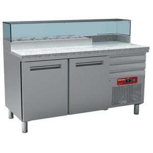 Diamond MR-PIZZA/R2 2 Door Gastronorm Saladette Counter for Pizzeria, 6 x 1/4 GN - MR-PIZZA-R2 - 1