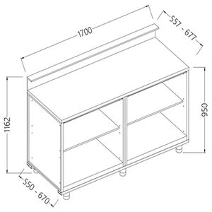 Diamond BB17X/5 Neutral Bar Counter Units With Fitting For Service Top - BB17X-5 - 1