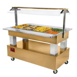 Diamond BBM/4N-D1 Wood Light Oak Warming Bain Marie Salad Bar, 4x 1/1 GN - BBM-4N-D1 - 1
