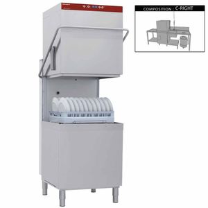 Diamond DCR37/6-AC/C-D Passthrough Hood Dishwasher with 1 Entry/Exit Table, Right Side Pre-wash Table & Dustbin - DCR37-6-AC-C-D - 1