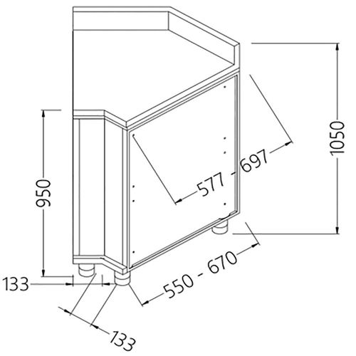 Diamond CL45X/5 Neutral Rear Angle - Closed 45°, With Backsplash - CL45X-5 - 1