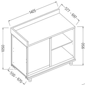 Diamond LL90SX/5 Back Cabinet Angular Left Neutral - With Service Tablet - LL90SX-5 - 1