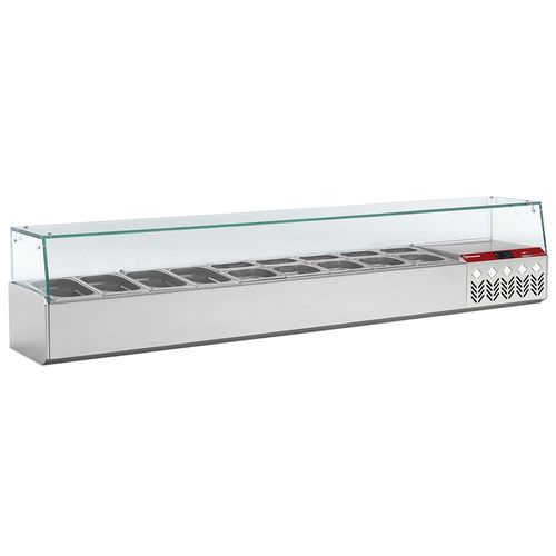 Diamond SX198G/PP9 Stainless Steel Topping Unit with Right Glass, 9 x 1/4 GN - SX198G-PP9 - 1
