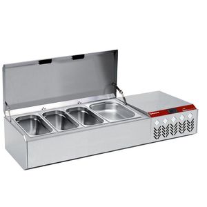 Diamond SY132G/CP9 Stainless Steel Topping Unit with Lid, 4 x 1/3 GN - SY132G-CP9 - 1