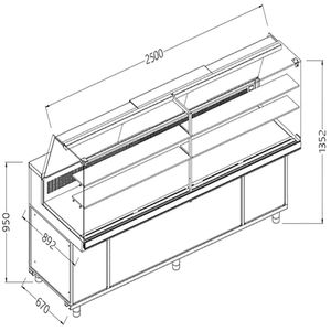 Diamond SA25XR/R2 Snack Patisserie Display Counter with Understorage, 2500mm - SA25XR-R2 - 1