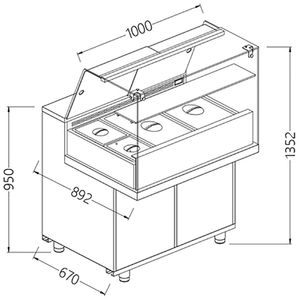 Diamond VA10XGR Saladette Snack Bain Marie Display Counter, 1000mm - VA10XGR - 1