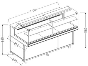 Diamond VB17XR/R Snack Patisserie Display Counter with Understorage, 1700mm - VB17XR-R - 1