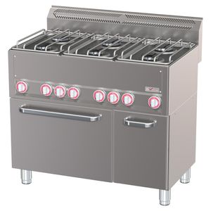 Diverso WR-G6CF-21 Range 6 burners with convection oven GN1/1 and neutral cabinet - WR-G6CF-21 - 1