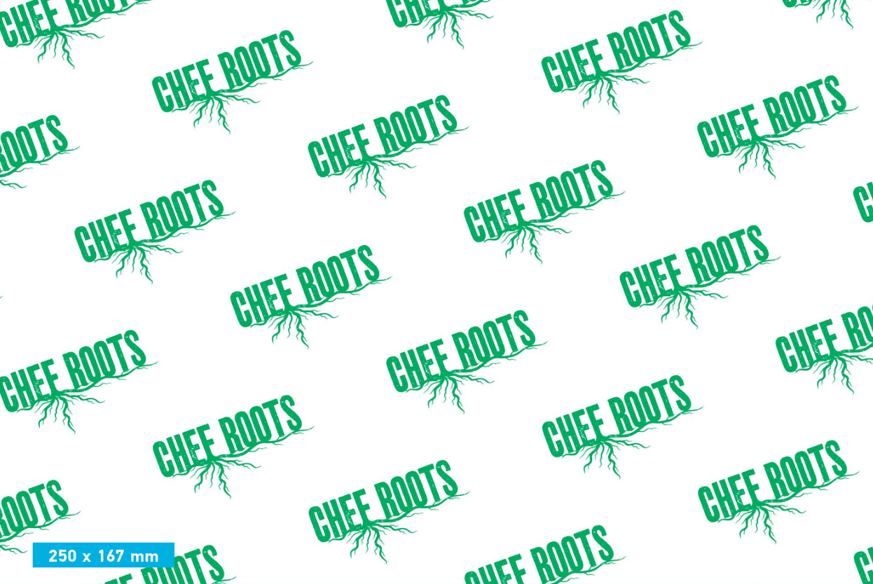 1,000 x Chef Roots Custom Printed Greaseproof Paper Sheets - 1