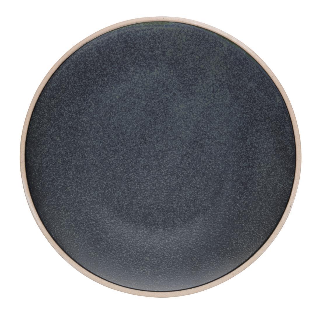 Stoneware Olympia Anello Plates in Black 285mm Raw Edge Pack of 4 