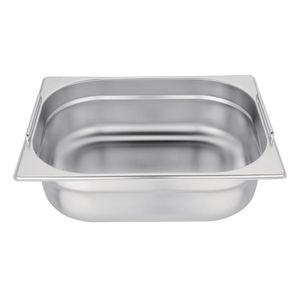 Vogue Stainless Steel 1/2 Gastronorm Pan With Handles 100mm - CB183 - 1