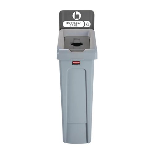 Rubbermaid Slim Jim Bottles and Cans Recycling Station Dark Grey 87Ltr - DY089 - 2