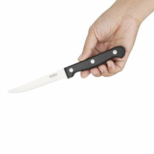 Olympia Serrated Steak Knives Black Handle (Pack of 12) - C134 - 3