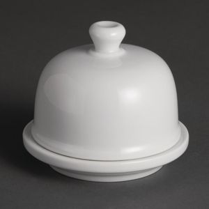 Olympia Whiteware Butter Dish with Cloche 50ml 1.8oz (Pack of 6) - U184 - 1